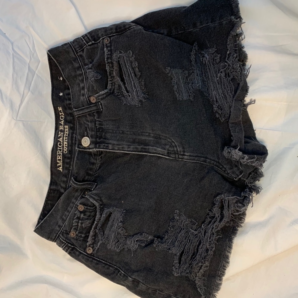 AE Distressed denim mom shorts